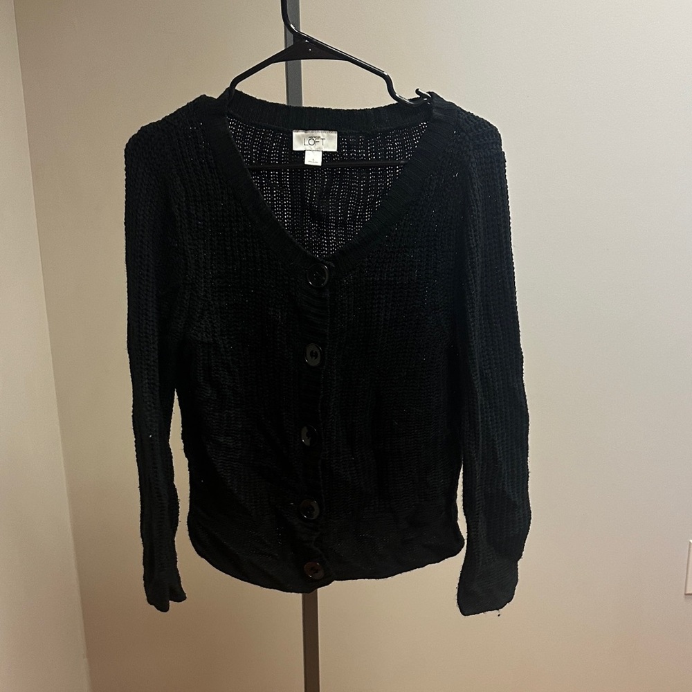 Loft Black Knit Cardigan Sweater